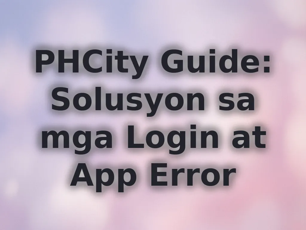 PHCity Guide: Solusyon sa mga Login at App Error